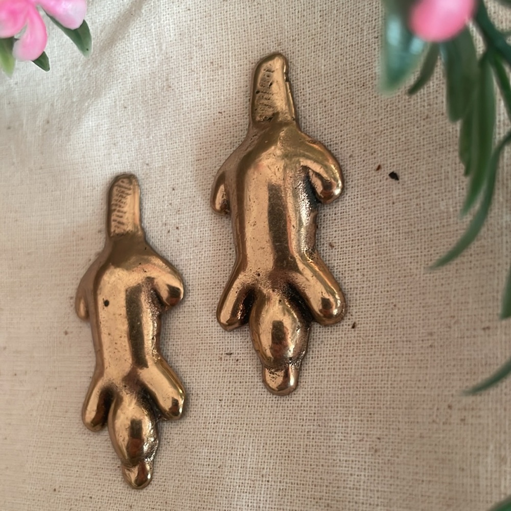 2pc Set Solid Brass Platypus Figurine Art